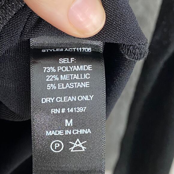 ASTR The Label Womens Long Sleeve Bodysuit Size M Black Sparkly Deep Vneck Sexy - Picture 4 of 8